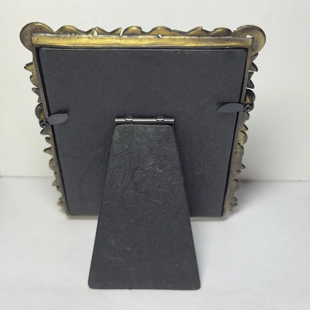 Vtg‎ Crystal Celestial Photo Frame Moon Stars Rhinestones Brass Metal Picture